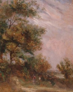 Landschaft mit Bäumen und einer Figur (recto)